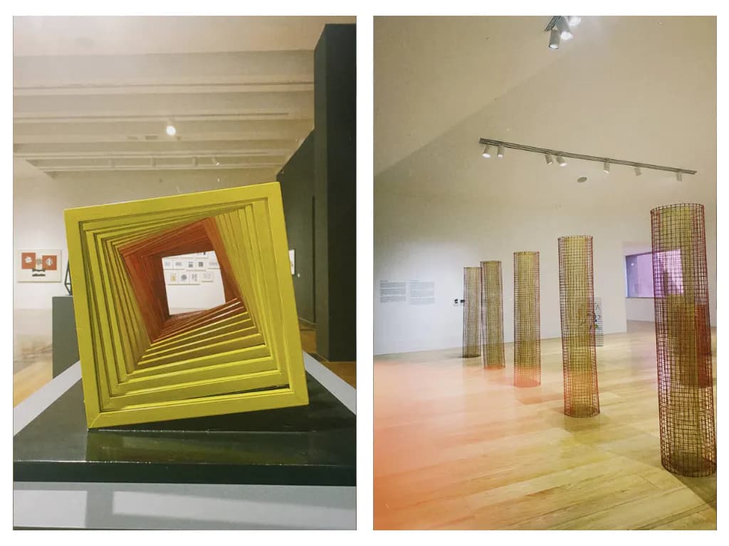The work on the left is a mini-copy of the installation, which is full human-sized. The original is located in Mexico City