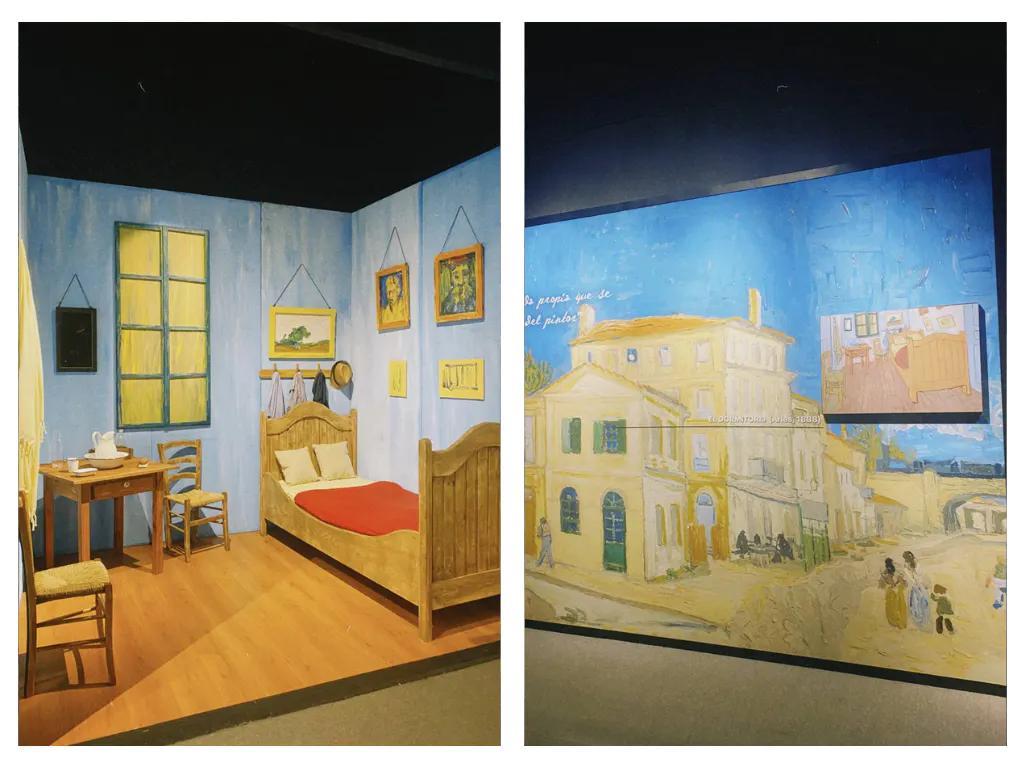 Слева - можно зайти и ощутить себя в комнате Ван Гога, а справа одна из картин, описавших это жильё