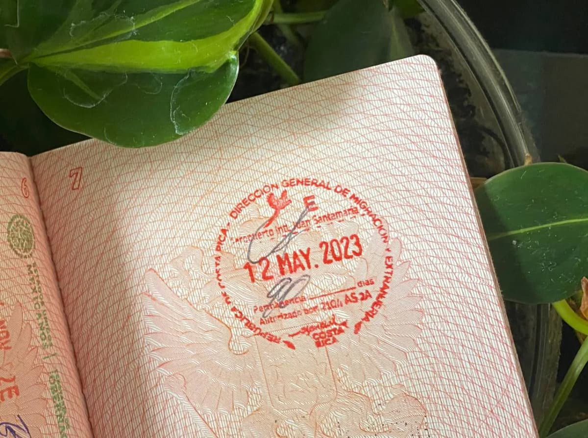 Въездной штамп в Коста-Рику в моём паспорте